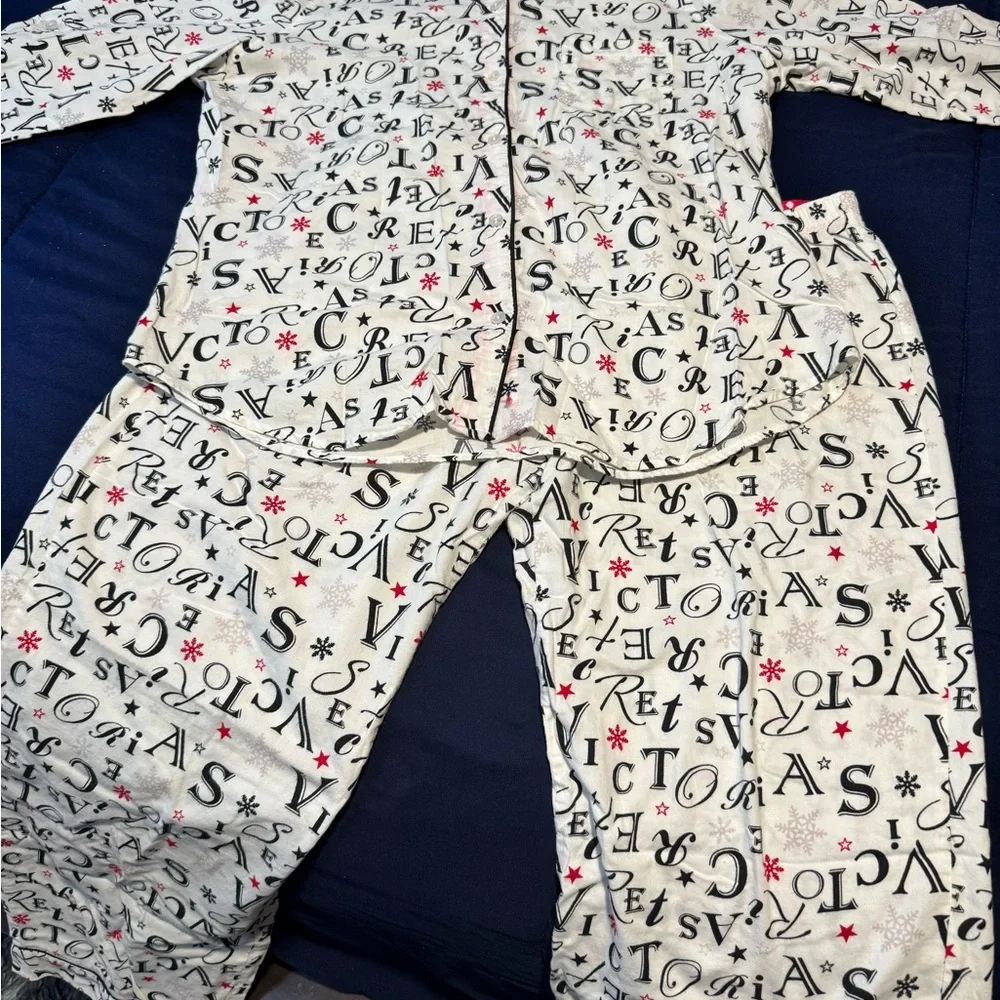 Victoria's Secret White Pajama Set with Black and Red Print - Picture 4 of 4